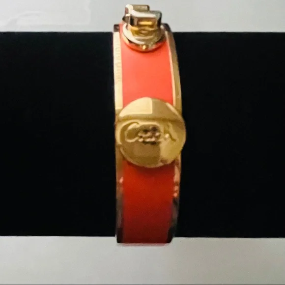 Coach Turnlock Bracelet Elegant Enamel in Orange VINTAGE - Picture 5 of 12